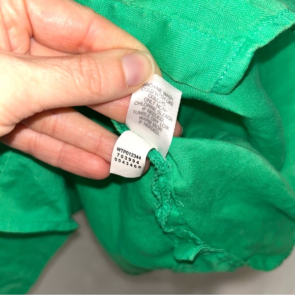 J. Jill Coastal Kelly Green Lightweight Love Linen Button Up Shirt 3x - Picture 3 of 4